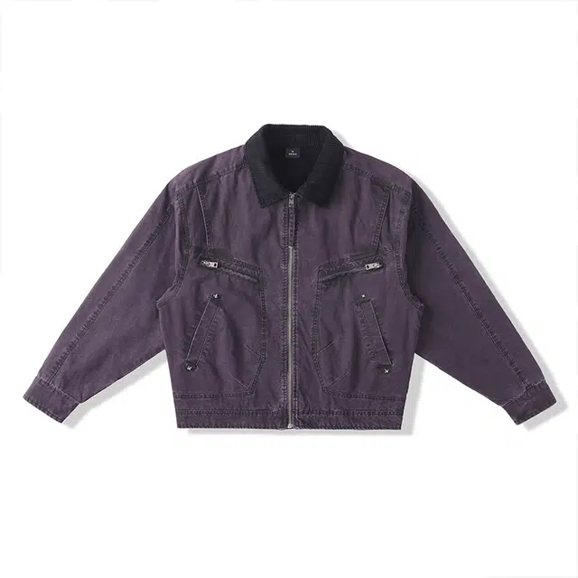 希越 老钱风短款外套男春秋美式复古高级感重磅工装夹克 男款