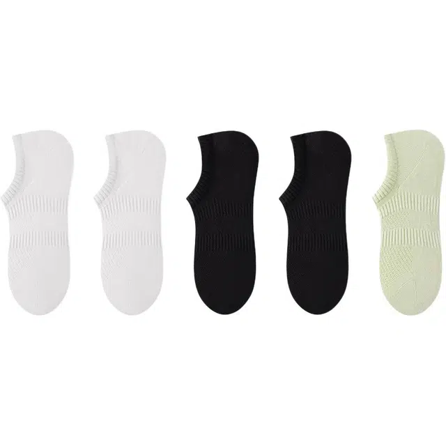 二三二三 纯色柔软条纹薄款船袜跑步健身抗菌防臭高弹不勒脚防滑运动袜简约日常通勤百搭袜组合装短袜 男款