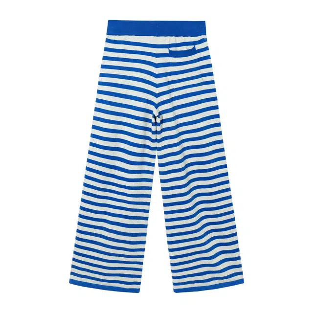 区区欧阳 条纹直筒针织通勤风宽松高腰休闲裤 女款