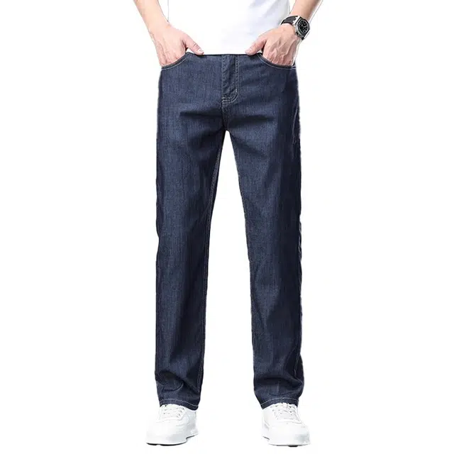 炳盛 夏季薄款冰丝裤子男士宽松直筒休闲商务百搭外穿长裤牛仔裤 男女同款