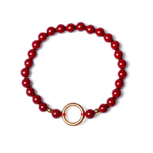 梨云暮雪 【给爱的人】 鸿运平安扣设计款紫金砂 轻奢高级 精致潮流时尚 好运 红砂帝王砂 朱砂 手串 女款