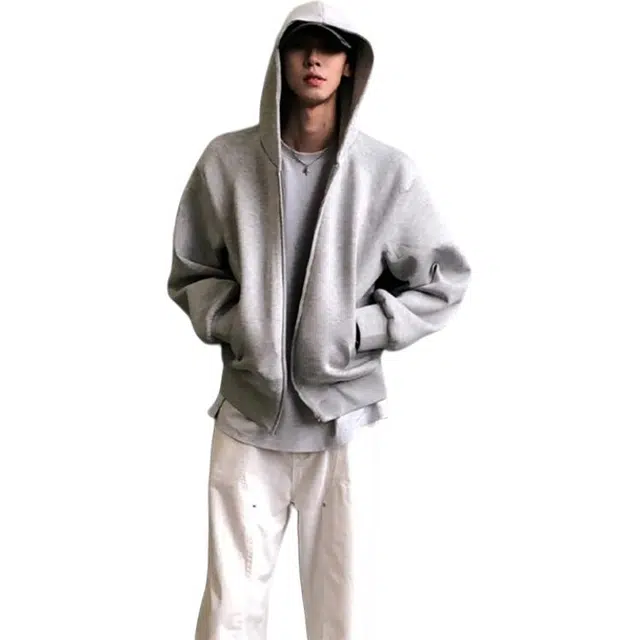 黑马漫画 美式复古重磅连帽开衫男秋款潮牌高级感卫衣 男女同款