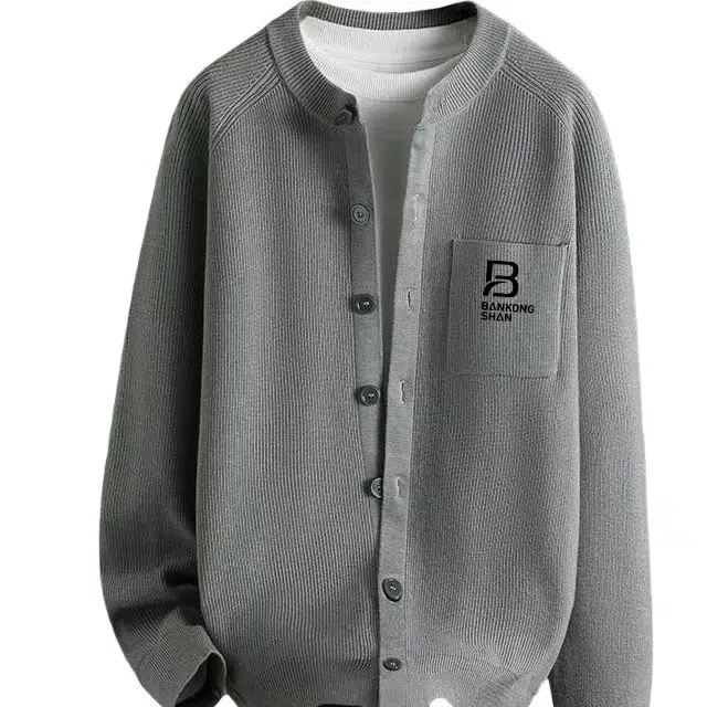 半空山 复古老钱风休闲百搭街头无性别主义亲肤柔软单排扣长袖针织衫 男女同款