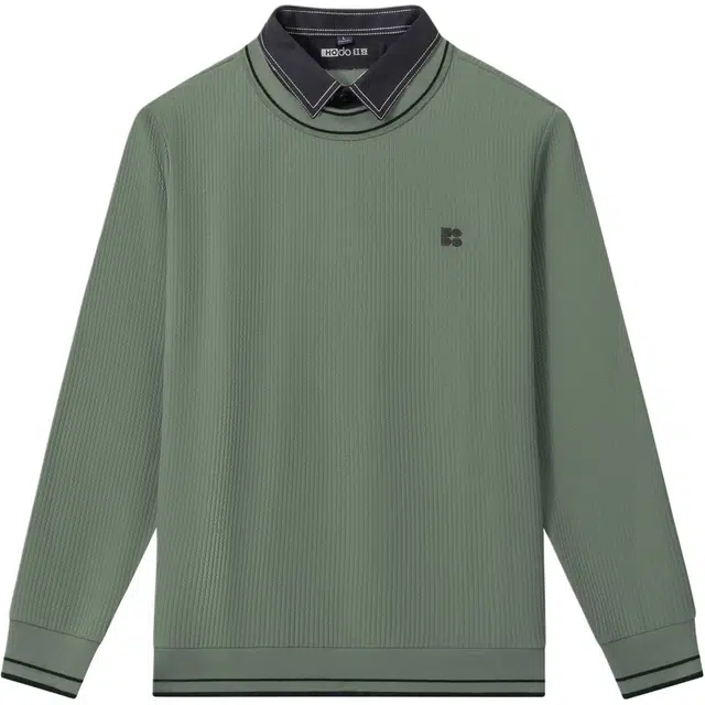 红豆 假两件易打理衬衫领纯色学院风宽松百搭舒适日常休闲套头卫衣 男款