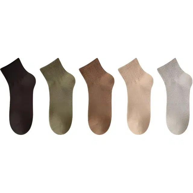 潞优野 抗菌防臭吸汗全棉纯色百搭运动无骨春秋款短袜 男款