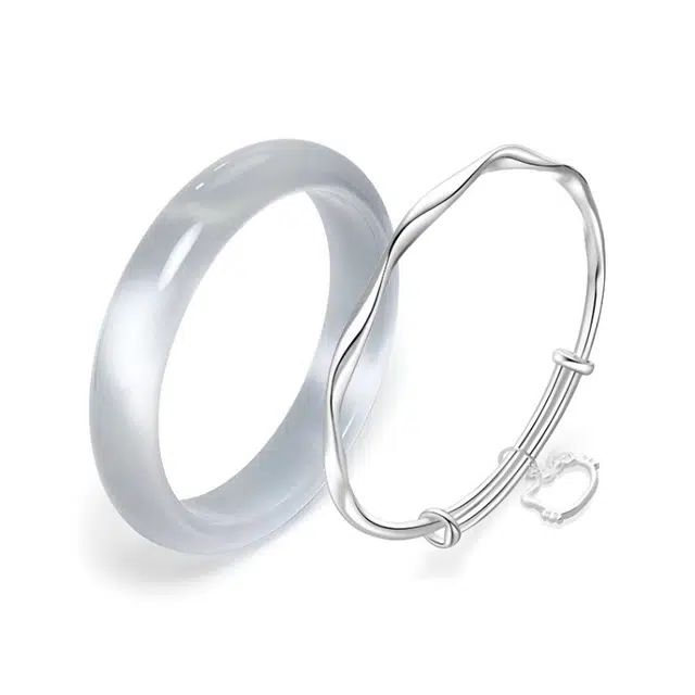 郁馨 冰透莹润百搭素雅碎冰蓝一步一响倾城美人镯可爱吸金萌趣温柔猫咪莫比乌斯平安吉祥古风汉服旗袍#好运 琉璃 手镯 女款