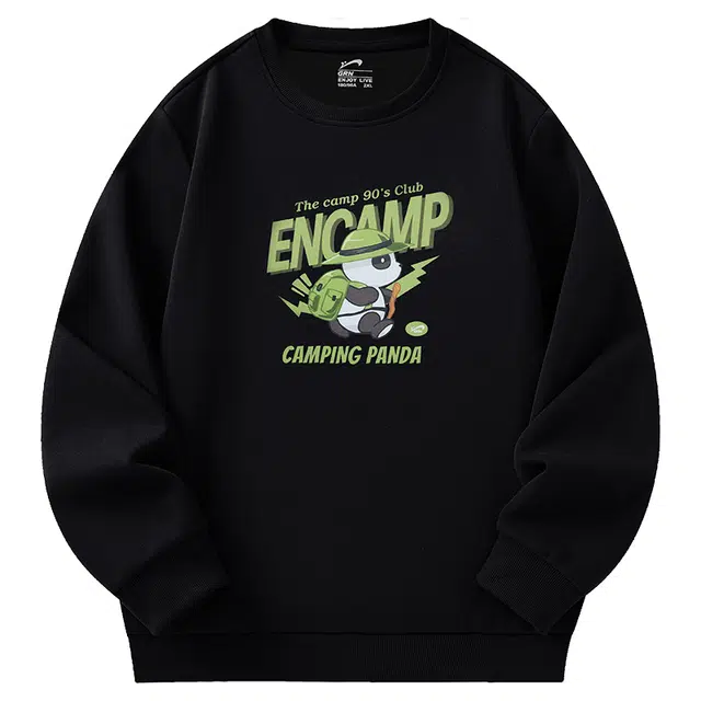 贵人鸟 生活系列 趣味卡通熊猫印花舒适棉质透气宽松休闲针织圆领长袖卫衣 男女同款