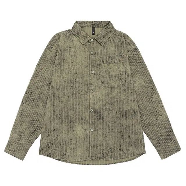 米素力 条纹肌理感百搭纯色落肩袖长袖潮衬衫 男女同款