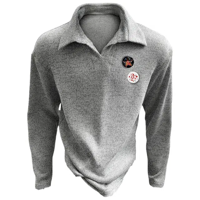 半空山 美式复古高街纯色简约基础款可拆卸乐扣徽章老钱风麦穗纹理感卫衣 男女同款