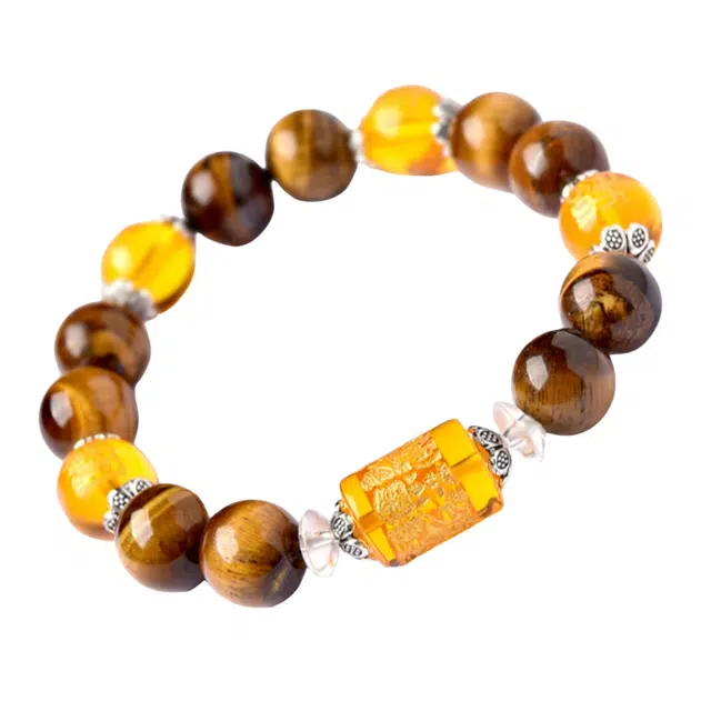 子婳 财神三面招财珠子散珠五行缺土补土五路财神招财纳福诸事顺利复古时尚轻奢高级感#好运 虎眼石 手串 男女同款情侣款