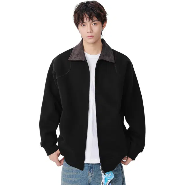 米素力 复古潮流简约落肩袖潮开衫卫衣 男女同款