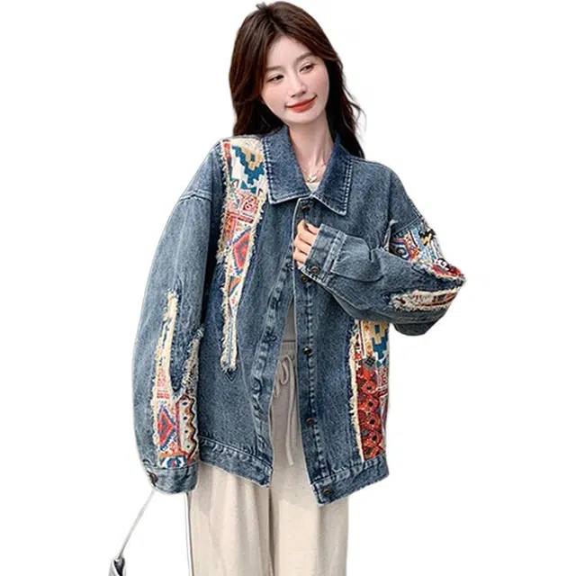 新中式与复古美式风格兼具的做旧水洗宽松夹克牛仔外套 男女同款