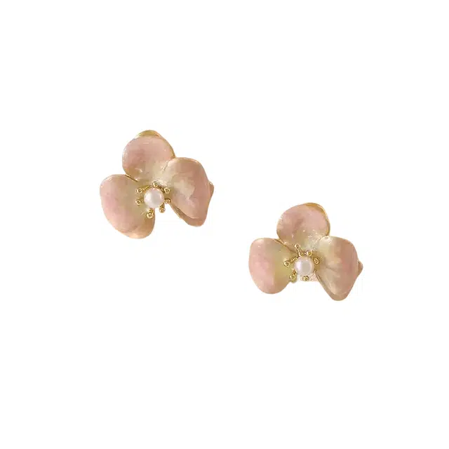 澜耀 精致蝴蝶兰花朵 小众设计法式甜美耳饰#好运 铜合金 耳环 女款