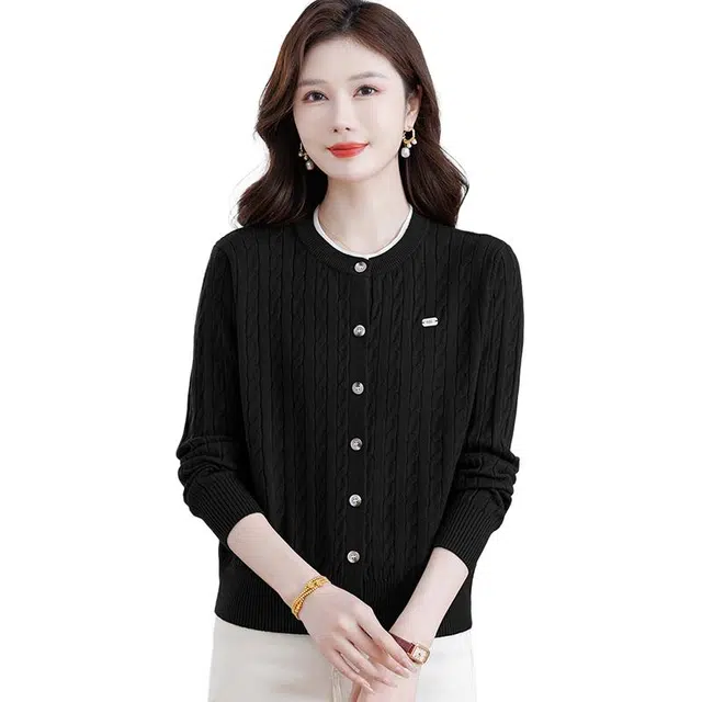 稻草人 精致优雅时尚简约舒适百搭开衫秋装针织衫 女款