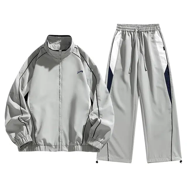 贵人鸟 运动系列 复古拼接撞色立领防风夹克外套直筒阔腿长裤两件套休闲运动套装 男女同款