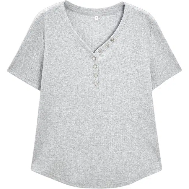 爱依服 简约休闲通勤纯色常规短袖套头衬衫 女款