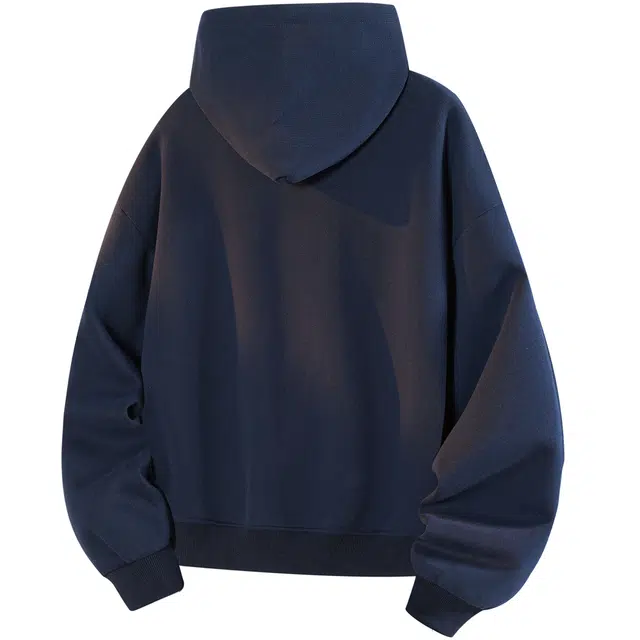 稻草人 美式简约撞色拼接松紧连帽慵懒风拉链开衫宽松休闲舒适运动高级感时尚百搭长袖落肩上衣外套秋季潮牌情侣卫衣 男女同款