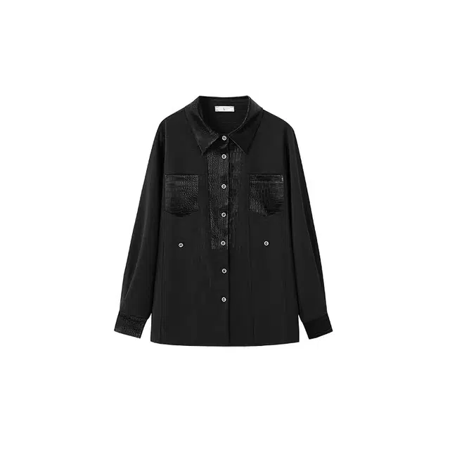 云妃秀 大码女装衬衫时尚休闲宽松显瘦遮肉胖妹妹式尖领秋季 女款