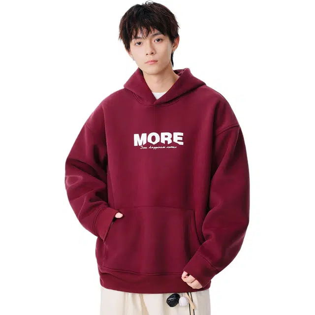 米素力 宽松韩版慵懒字母落肩袖潮套头卫衣 男女同款