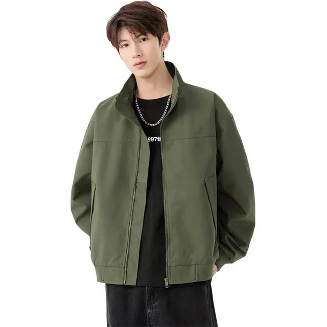 单爵 宽松适中立领长袖短款夹克外套 男女同款