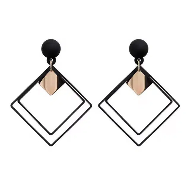 澜耀 气质百搭几何 瑞丽时尚显瘦冷淡风 合金 耳环 女款