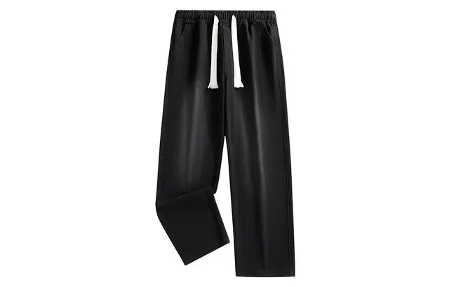 加菲猫家族 美式高街复古水洗做旧基础款亲肤舒适直筒长裤通勤百搭废土风垂感休闲中腰显高宽松牛仔裤 男女同款