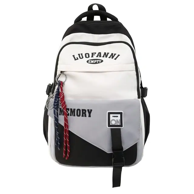 蔻蒂熊 书包女高中生大学生男士大容量高级感休闲旅游背包 尼龙布 双肩包 常规 黑色/白红蓝色/卡其色/白绿灰色