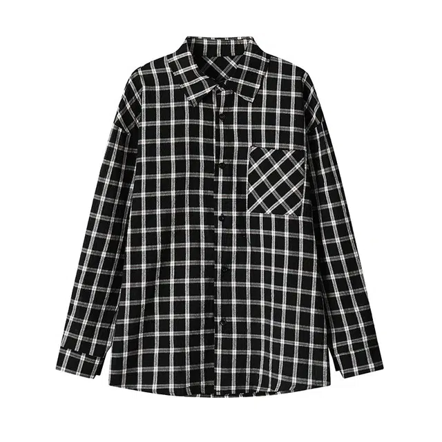 稻草人 舒适百搭纹理感格子衬衫 男女同款