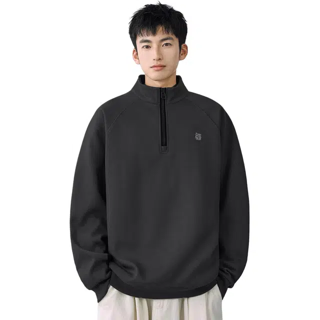 米素力 立领秋季落肩袖潮套头卫衣 男女同款