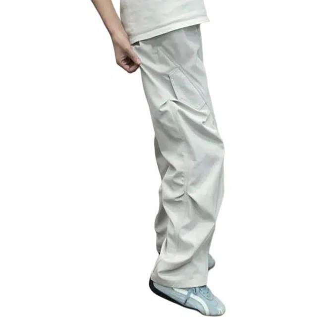 单爵 美式机能风斜切工装裤男秋季弯刀褶皱速休闲裤 男女同款