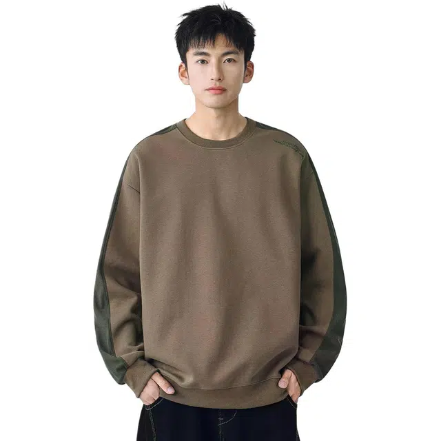 米素力 复古美式重磅落肩袖潮套头卫衣 男女同款