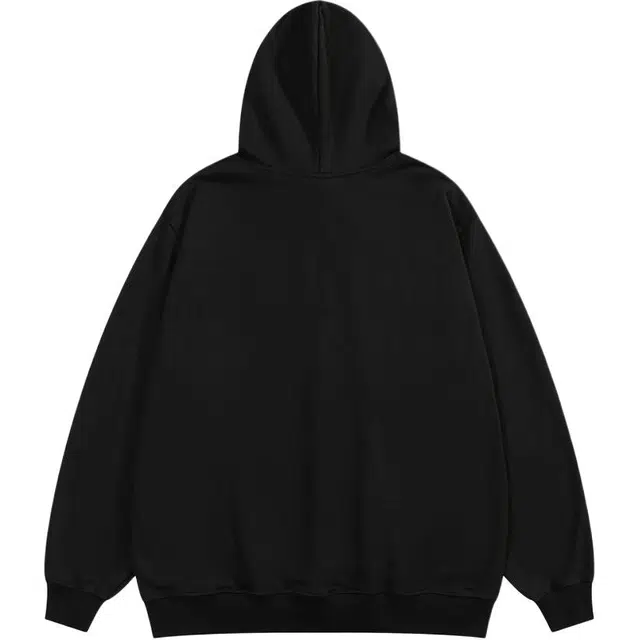 邓大喵  潮牌别致撞色小众设计印花上衣宽松长袖连帽男女情侣卫衣 女款