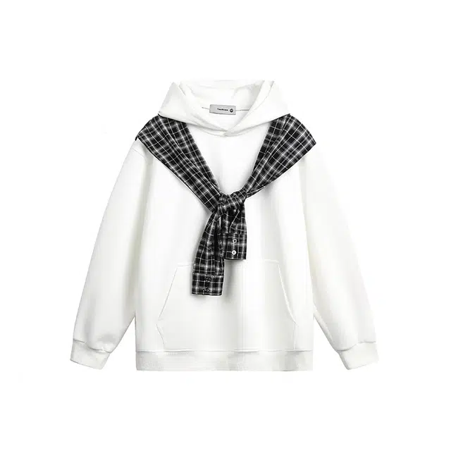 寻星记 秋季潮牌假两件披肩连帽个性百搭宽松外套卫衣 男女同款