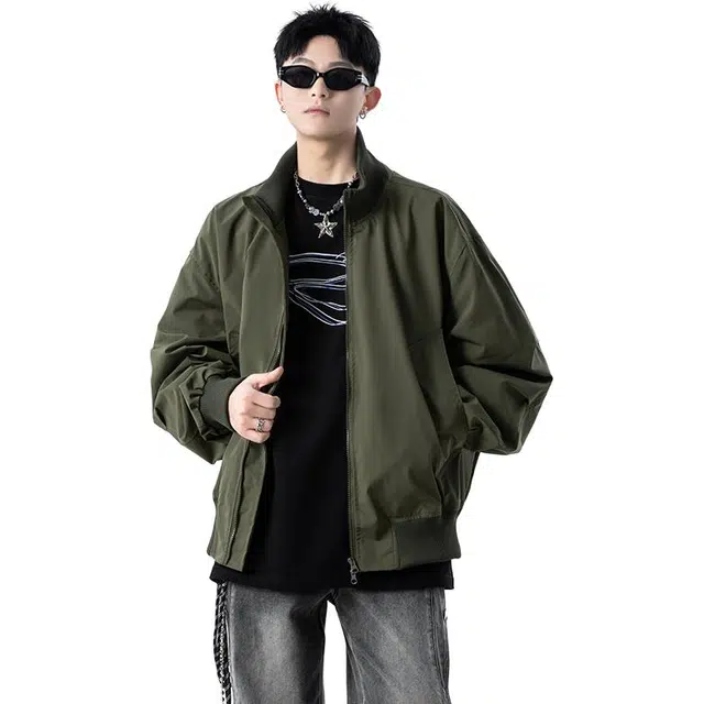 佐菲利 美式高街立领飞行员宽松高级感廓形外套痞帅加厚棒球服上衣夹克 男款