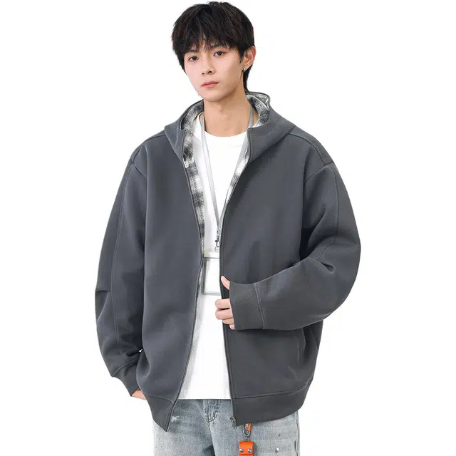 米素力 秋季休闲宽松落肩袖潮开衫卫衣 男女同款