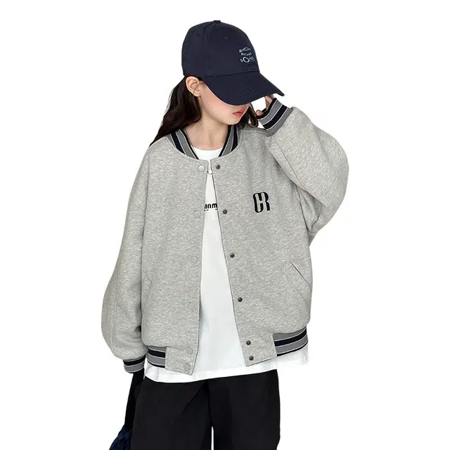 帕兰朵棒球服 女童外套秋季洋气时髦中大童儿童双面穿初中生上衣 青少年