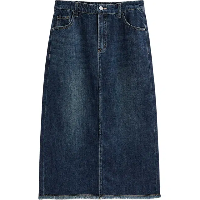 爱依服 韩版时尚百搭长款直筒型通勤牛仔长裙 女款