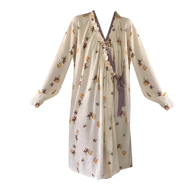 欧诗帛 睡衣女春秋季长袖云朵棉少女可外穿甜美可爱家居服连衣裙睡袍 女款