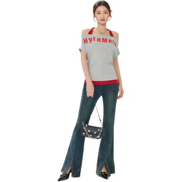 爱依服 美式个性辣妹字母常规短袖酷风背心 女款