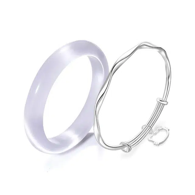 郁馨 温婉气质小众设计爱意交织梦幻紫罗兰韵味倾城美人镯甜美少女心 圆条荔枝冻素圈恋爱频率甜蜜告白#好运 琉璃 手镯 女款