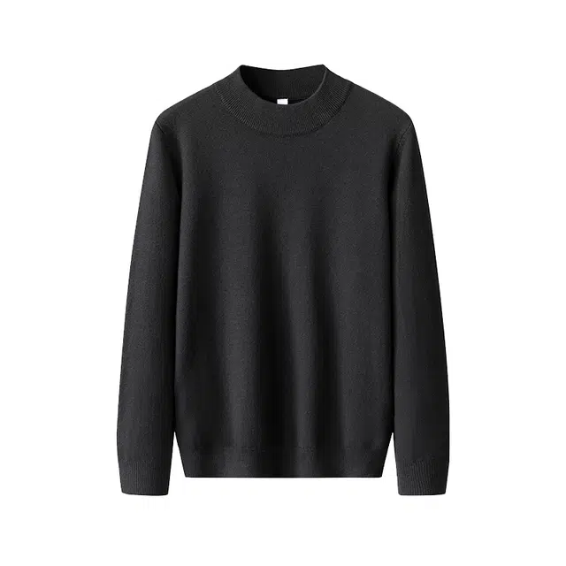 米素力 宽松套头中领纯色落肩袖青春活力风毛衣 男女同款