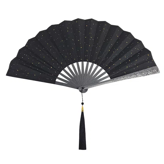 天子剑 天龙黑金折扇 古风金属扇功夫练习耐用扇子 工艺扇把玩摆件 其他静态模型