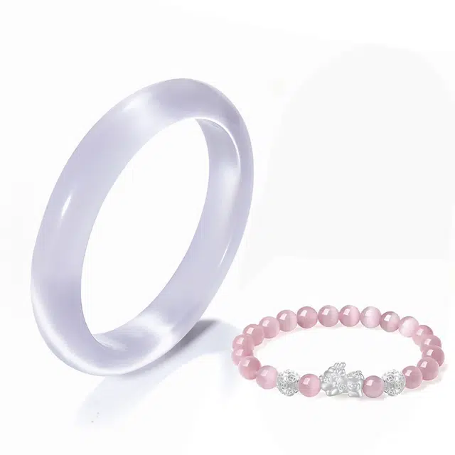 【寻梦石】 琉堇 新中式国潮国风 暮山紫温润细腻 小众古色古香 显白水润贵妃镯 高级轻奢正缘平安镯#好运 玻璃猫眼 玉石手镯 女款