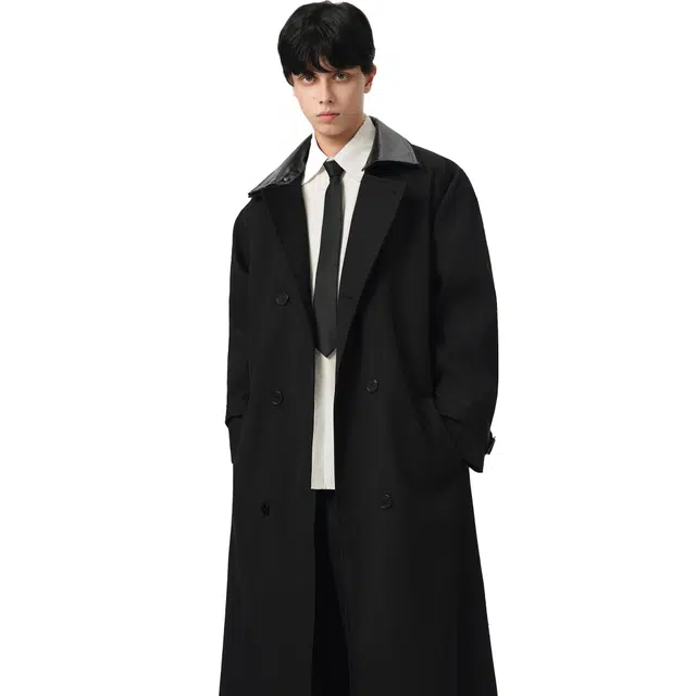 艾梵斯贝 美式复古潮流简约设计款韩版小众潮牌中长款日常通勤百搭高级感宽松休闲商务时尚风衣 男款