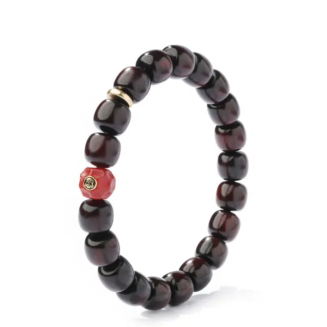 三檀小舍 国风国潮新中式 招财转运守护镶嵌工艺无相珠老型珠鸿运当头本命年 精工归圆文玩盘玩绕指柔礼盒 紫檀属 手串 男女同款情侣款