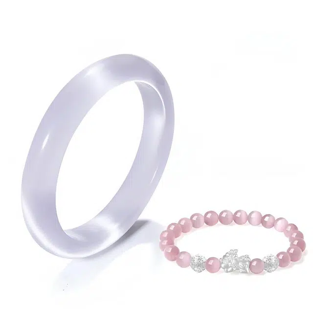 京华录 寻梦白月光新中式玉镯 国潮复古宫廷风汉服古色显白 温柔气质 精致优雅大气百搭平安顺遂#好运 玻璃猫眼 手镯 女款