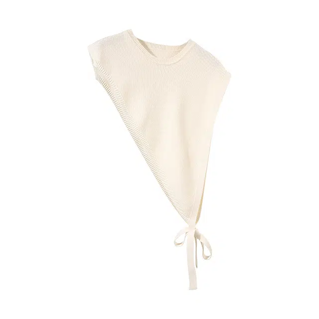 俞兆林 高级感复古针织外搭小众设计三角斜边开叉马甲叠穿小坎肩圆领洋气百搭潮流 披肩 女款