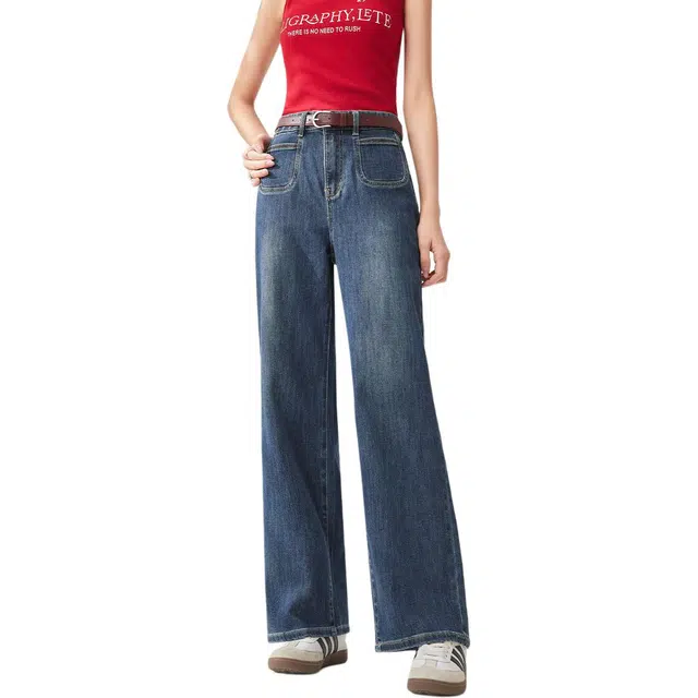 爱依服 时尚通勤气质标准休闲自然腰牛仔裤 女款