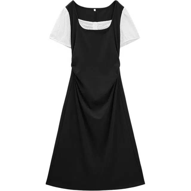 爱依服 法式温柔风显瘦常规袖标准短袖连衣裙 女款