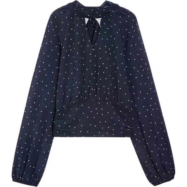 爱依服 波点时尚长袖常规法式衬衫 女款